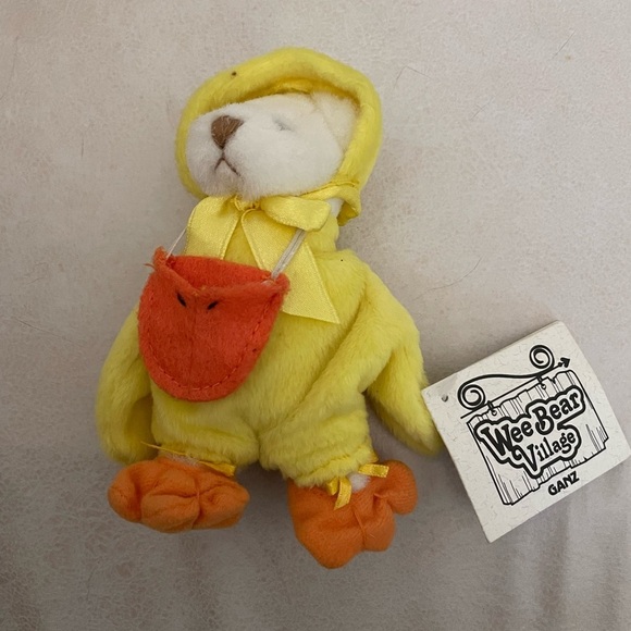 Vintage Ganz Easter Wee Bear Village Quacks In A Duck Costume 1996 Stuffed Plush - Picture 3 of 8